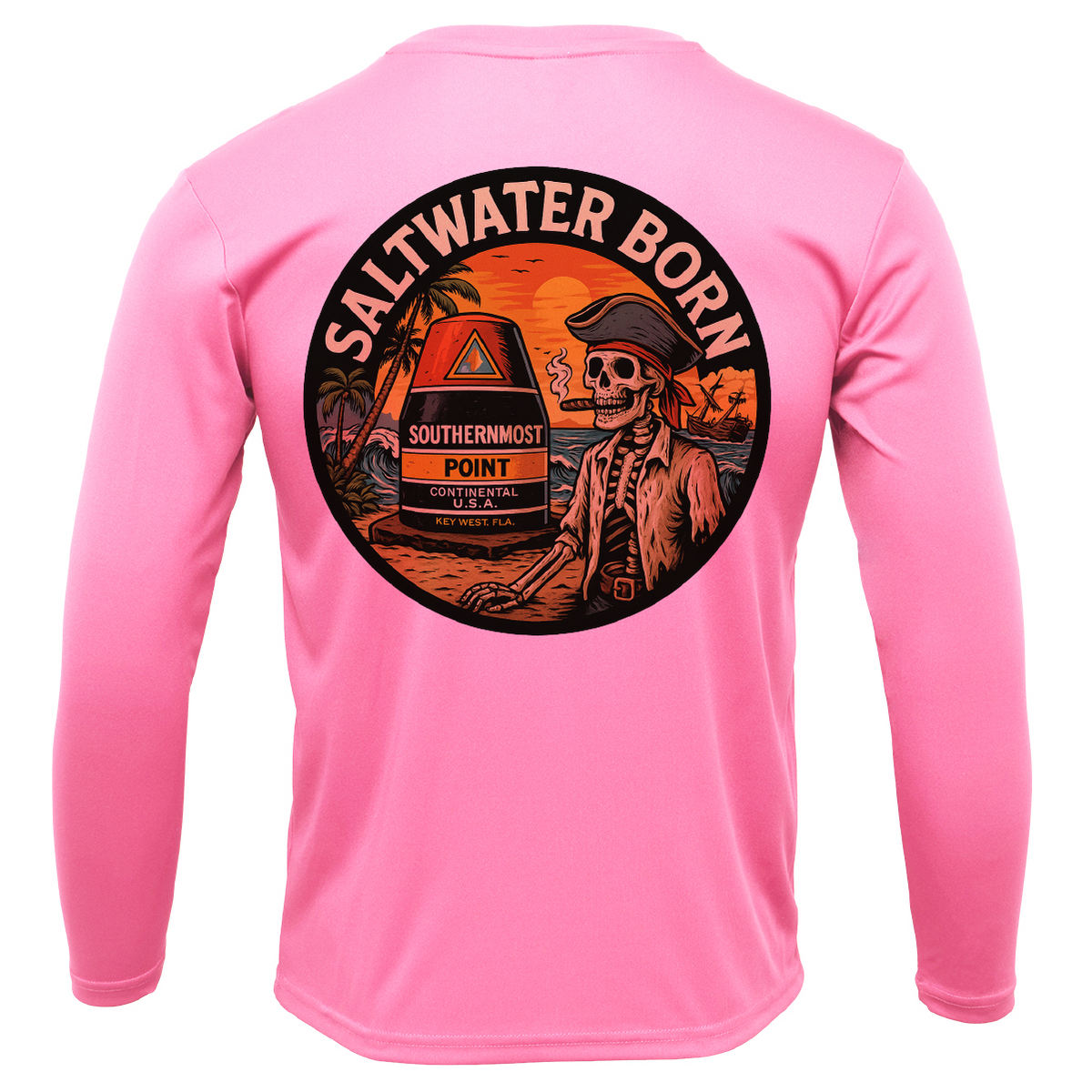 Key West, FL Pirate Men's Long Sleeve UPF 50+ Dry-Fit Shirt
