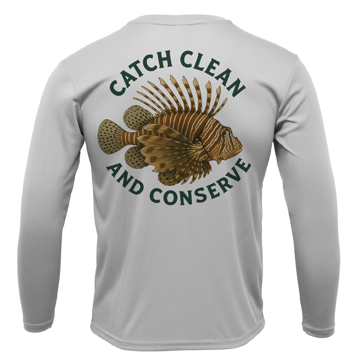 Key West, FL "Catch Clean Conserve" Lionfish Men's Long Sleeve UPF 50+ Dry-Fit Shirt