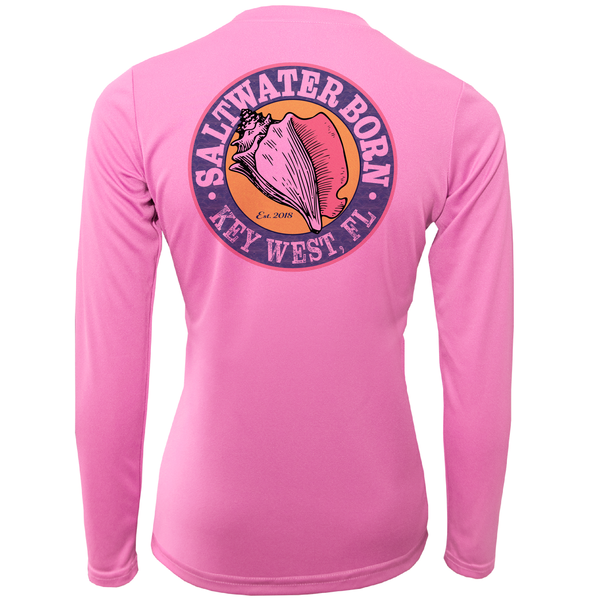 Key West, FL Florida Flag Girl's Long Sleeve UPF 50+ Dry-Fit Shirt