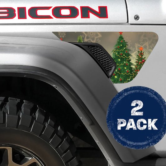 Xmas Tree Lights 2pc Vinyl Fender Decal