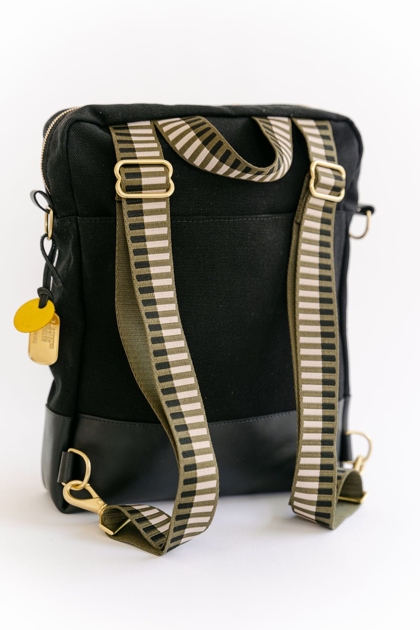 Corbin | Signature Black Canvas + Black Leather Backpack