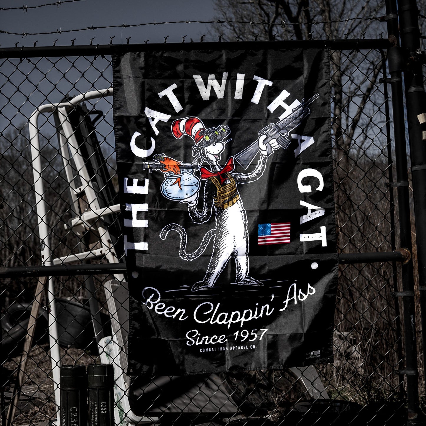 Cat With A Gat 3'x5' Flag