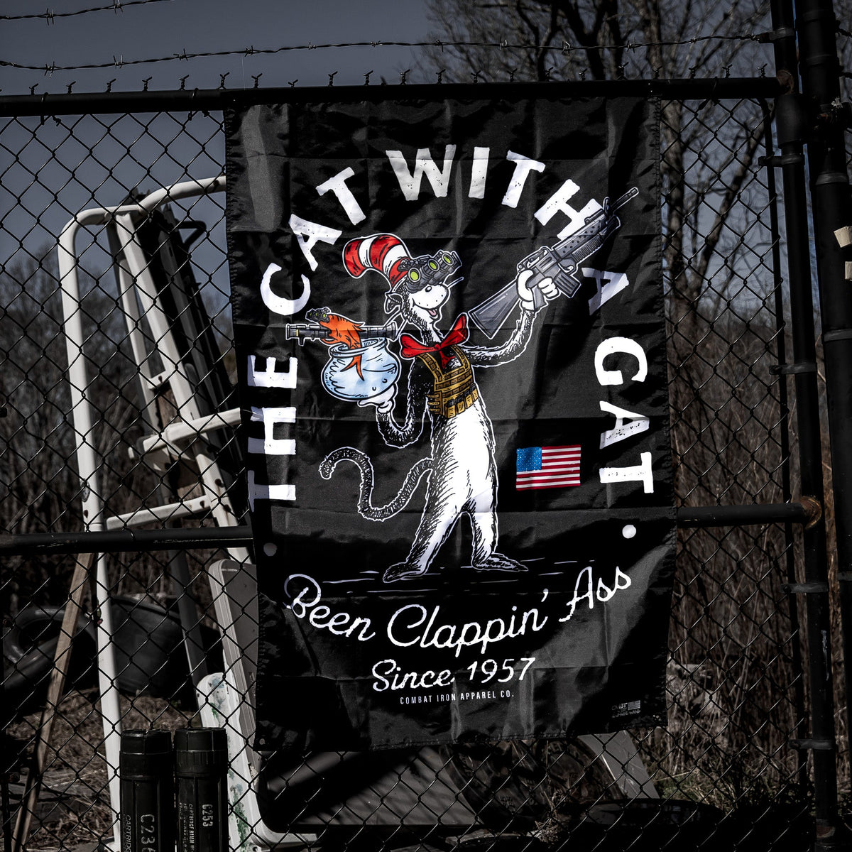 Cat With A Gat 3'x5' Flag