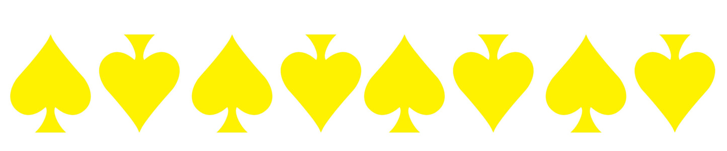YELLOW REFLECTIVE ACE OF SPADE HELMET DECAL 8 PACK