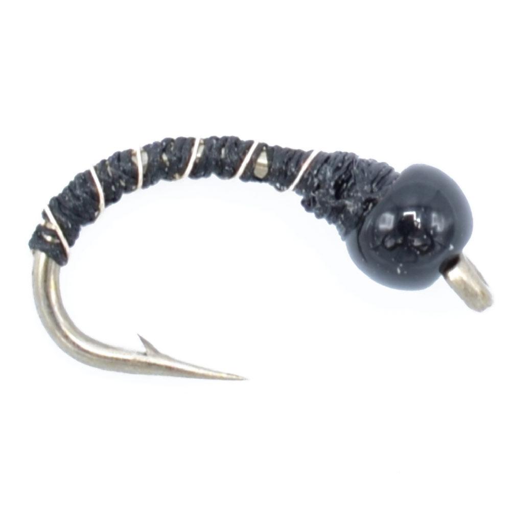 3 Pack Bead Head Black Zebra Midge Still Water Nymph Fly Hook Size 22