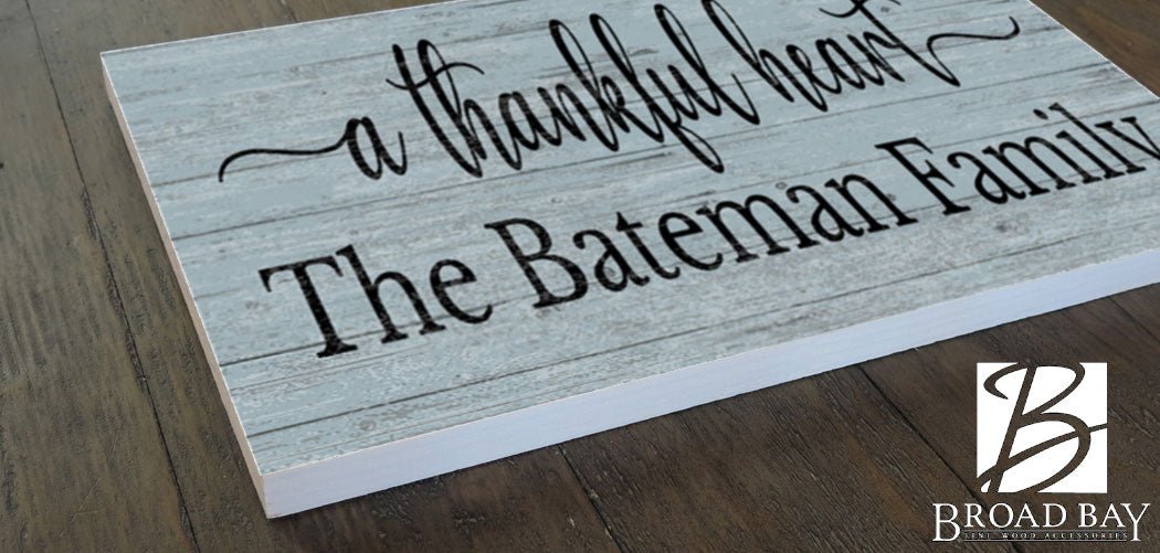 A Thankful Heart Family Name Sign Farmhouse Quote Sign PERSONALIZED Family Wall Art