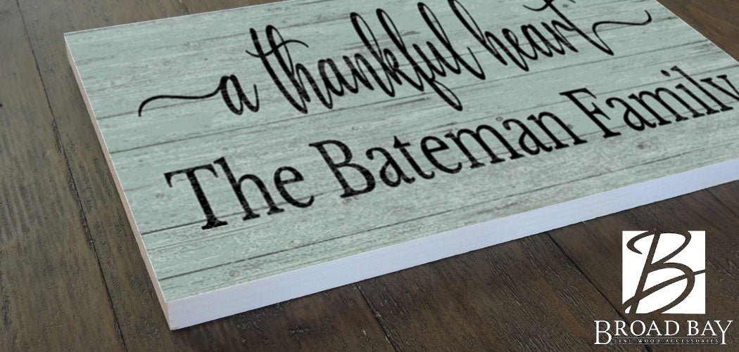 A Thankful Heart Family Name Sign Farmhouse Quote Sign PERSONALIZED Family Wall Art