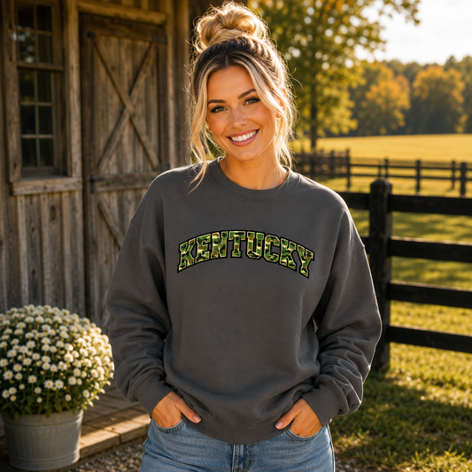 Kentucky Camo Sweatshirt | Military Green Arch Design | Unisex
