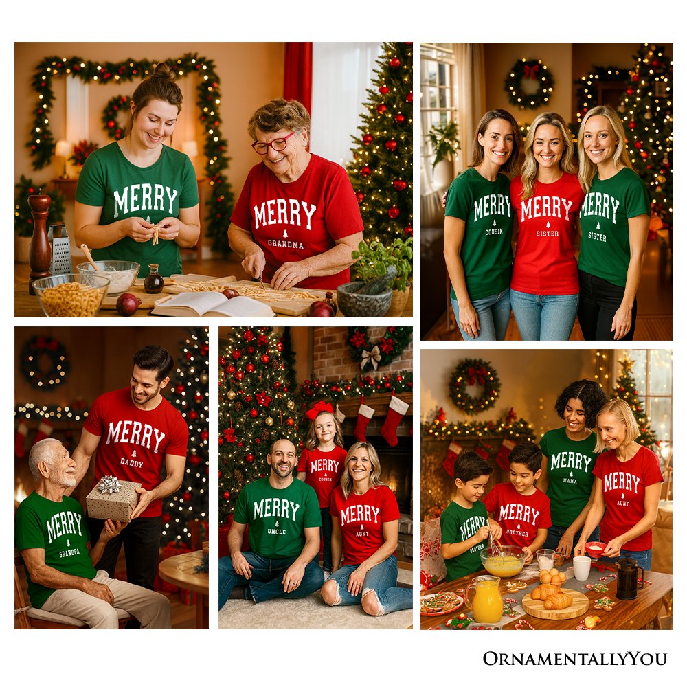 Merry Sister Retro Christmas T-Shirt, Matching Family Holiday Tee