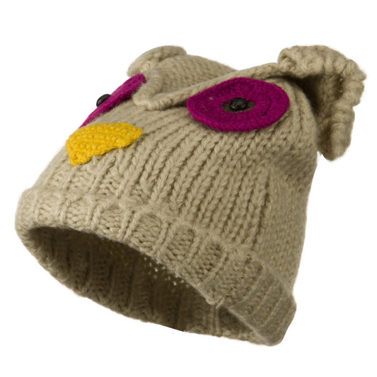Unisex Acrylic Blend Animal Cuff Beanie