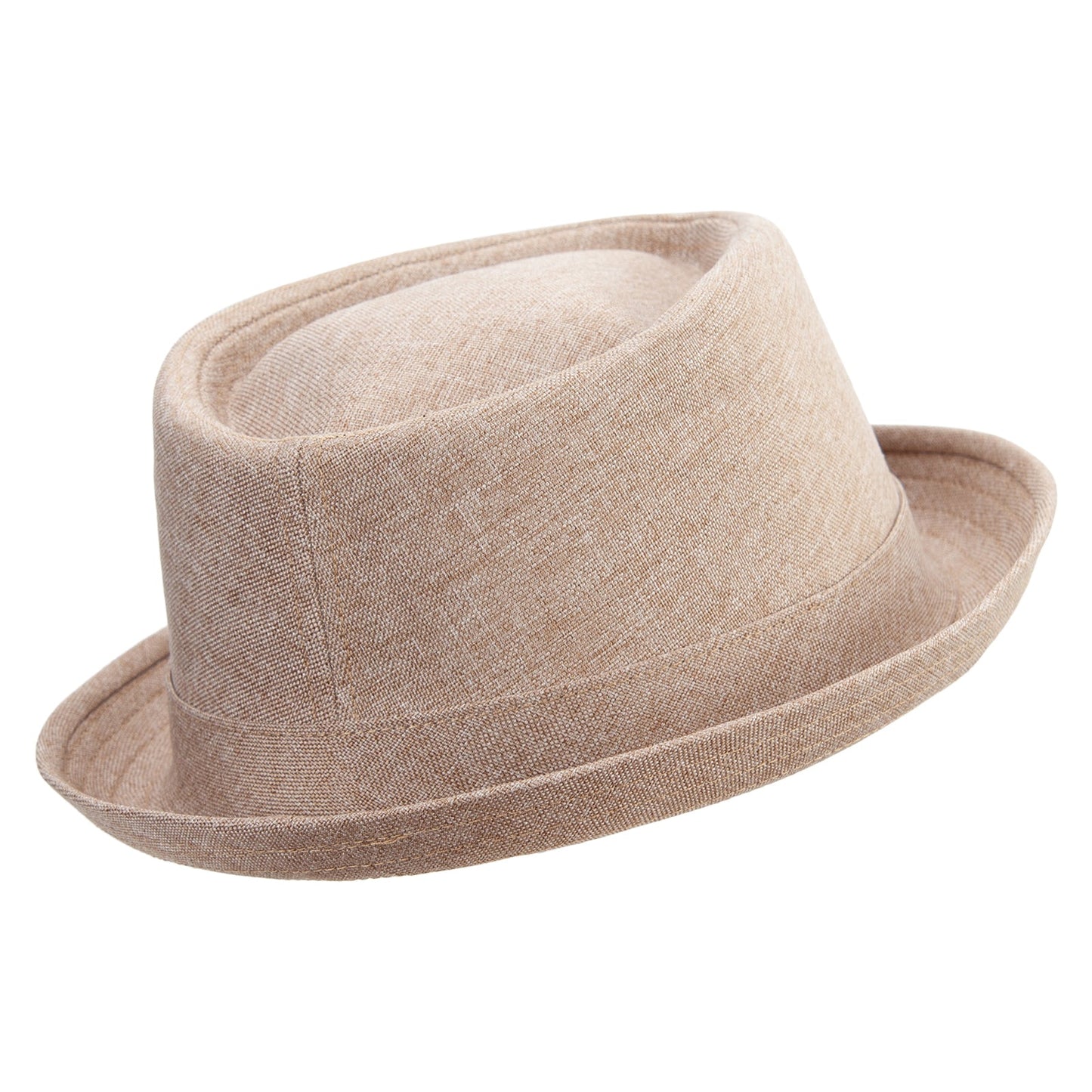 Polyester Linen Mixed Porkpie Upbrim Fedora