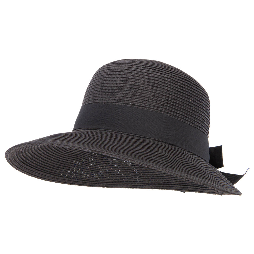 Women's Paper Braid Bow Accented Contrasting Sized Brim Sun Hat