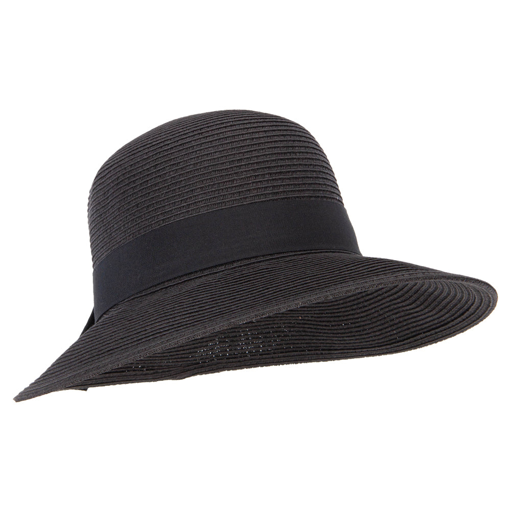 Women's Paper Braid Bow Accented Contrasting Sized Brim Sun Hat