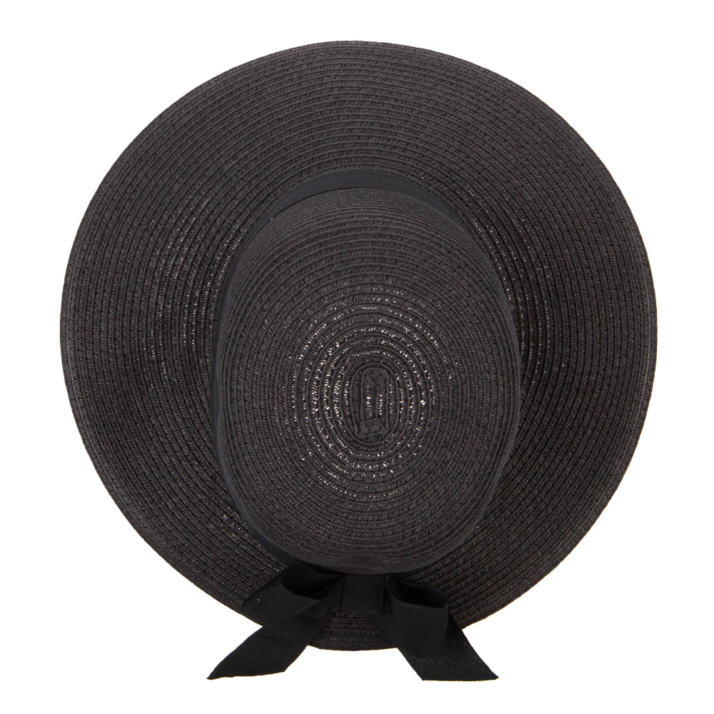 Women's Paper Braid Bow Accented Contrasting Sized Brim Sun Hat
