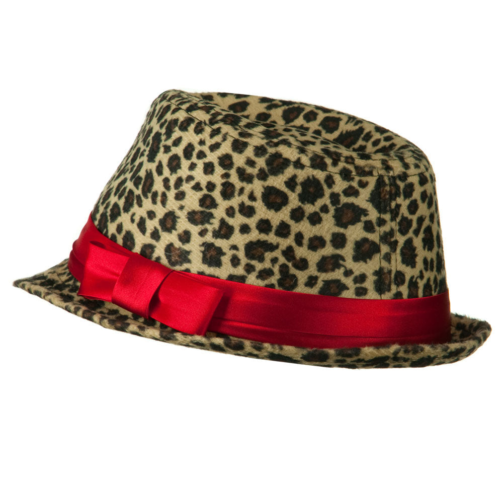 Girls Acrylic Blend Cheetah Print Fedora