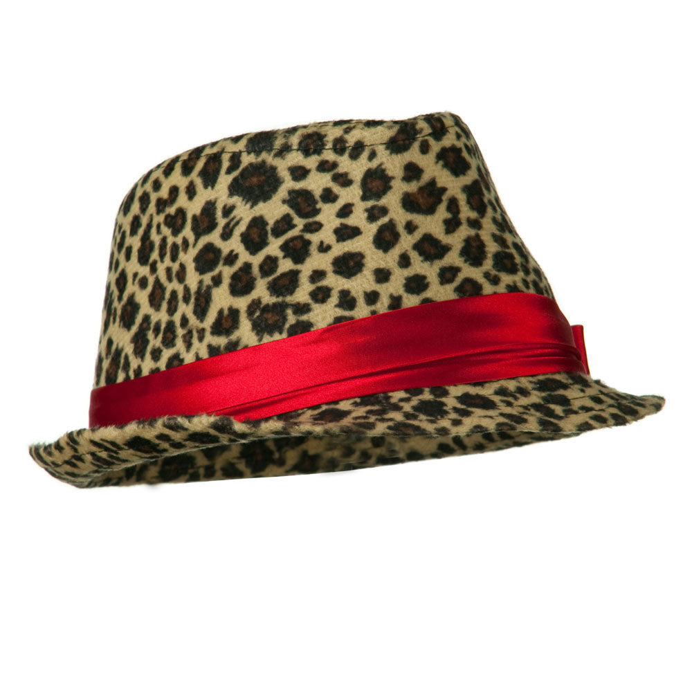 Girls Acrylic Blend Cheetah Print Fedora