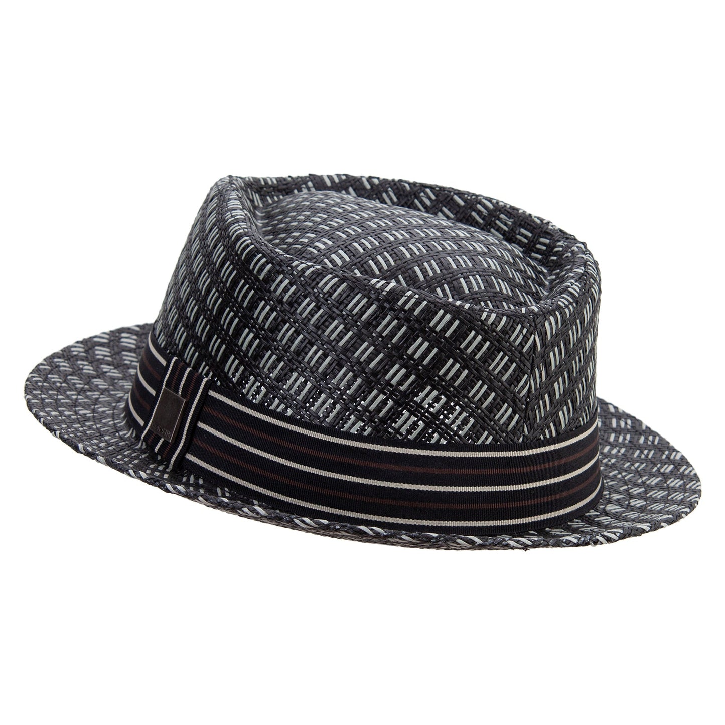 Woven Paper Straw Wide Brim Porkpie Upbrim Fedora