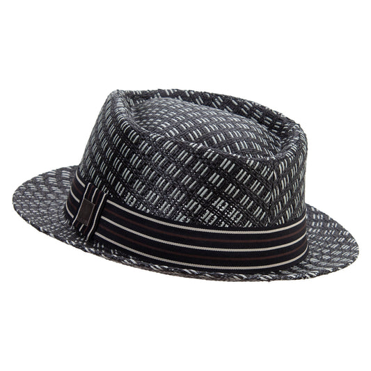 Woven Paper Straw Wide Brim Porkpie Upbrim Fedora