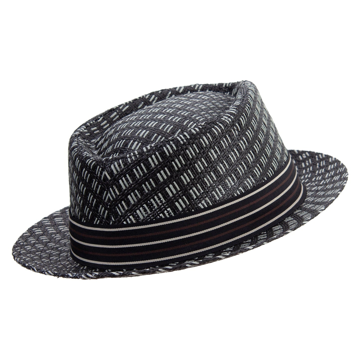 Woven Paper Straw Wide Brim Porkpie Upbrim Fedora