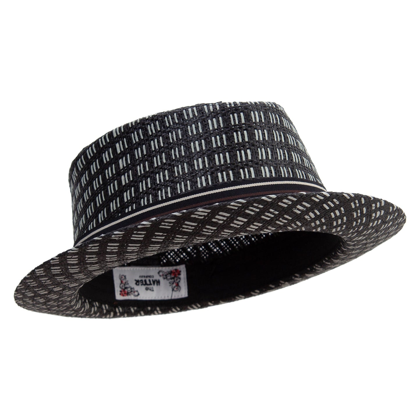 Woven Paper Straw Wide Brim Porkpie Upbrim Fedora