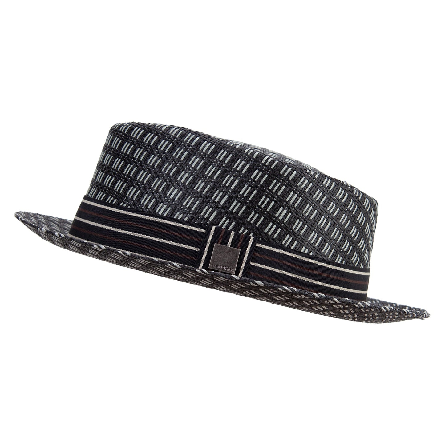 Woven Paper Straw Wide Brim Porkpie Upbrim Fedora