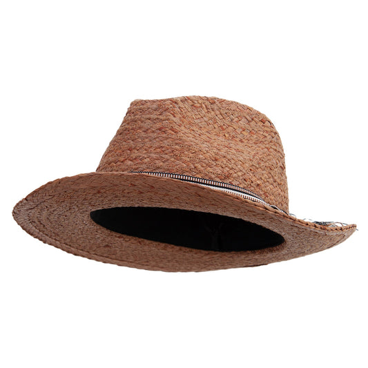 Men's Dark Raffia Fedora Hat