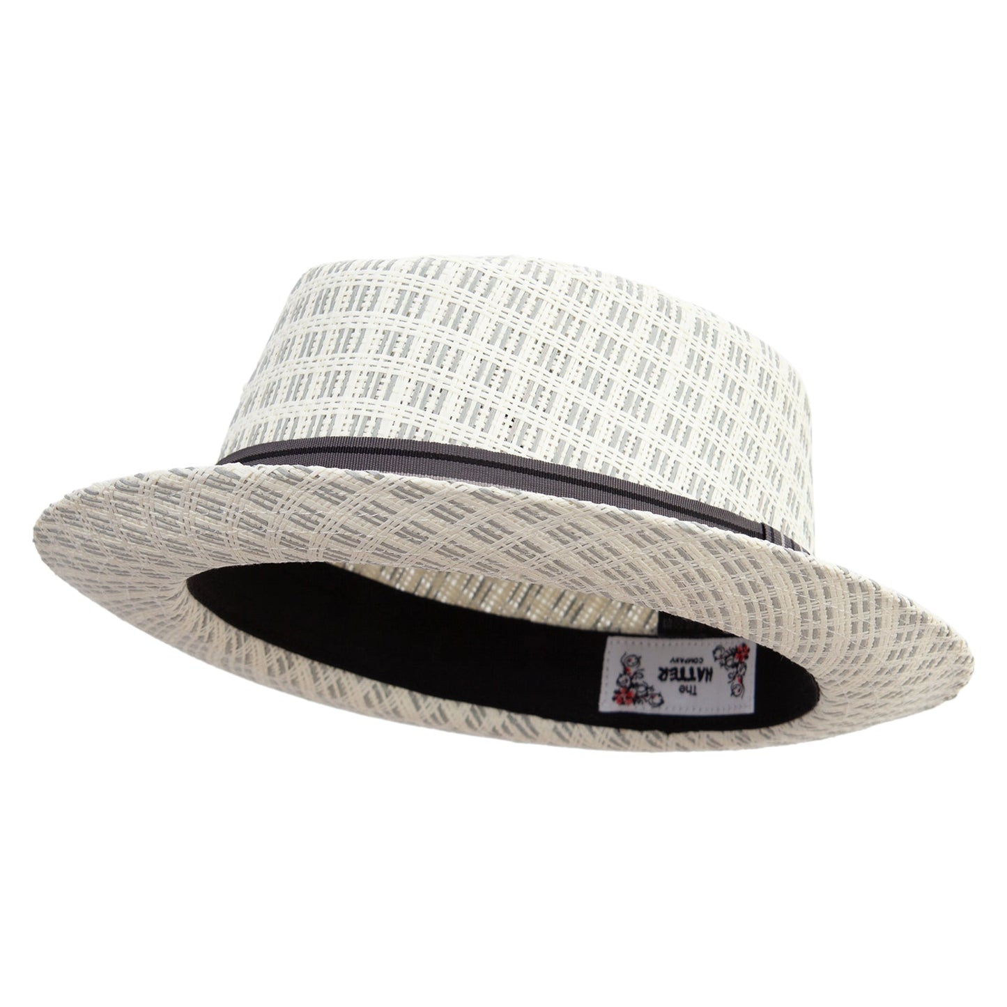 Woven Paper Straw Wide Brim Porkpie Upbrim Fedora