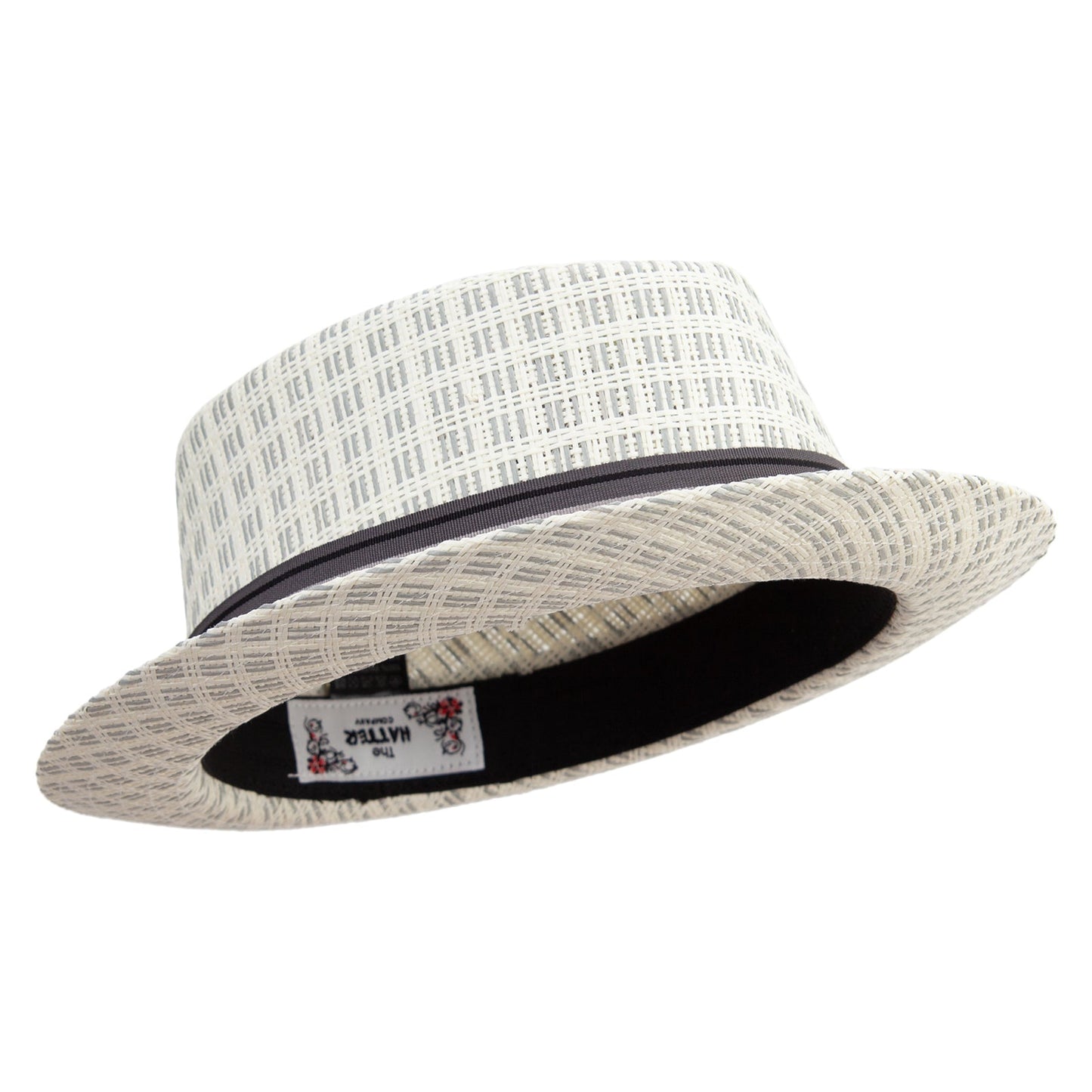 Woven Paper Straw Wide Brim Porkpie Upbrim Fedora