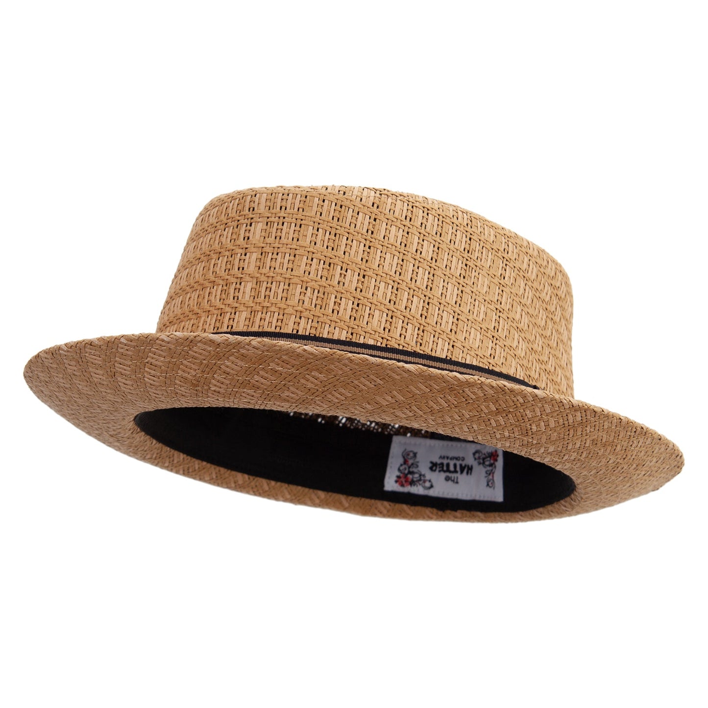 Woven Paper Straw Wide Brim Porkpie Upbrim Fedora