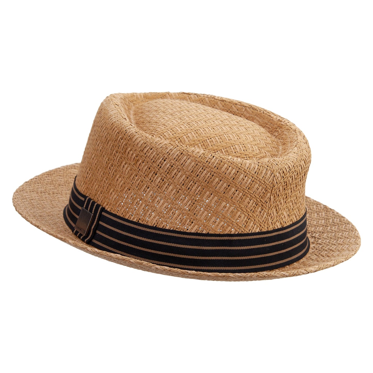 Woven Paper Straw Wide Brim Porkpie Upbrim Fedora