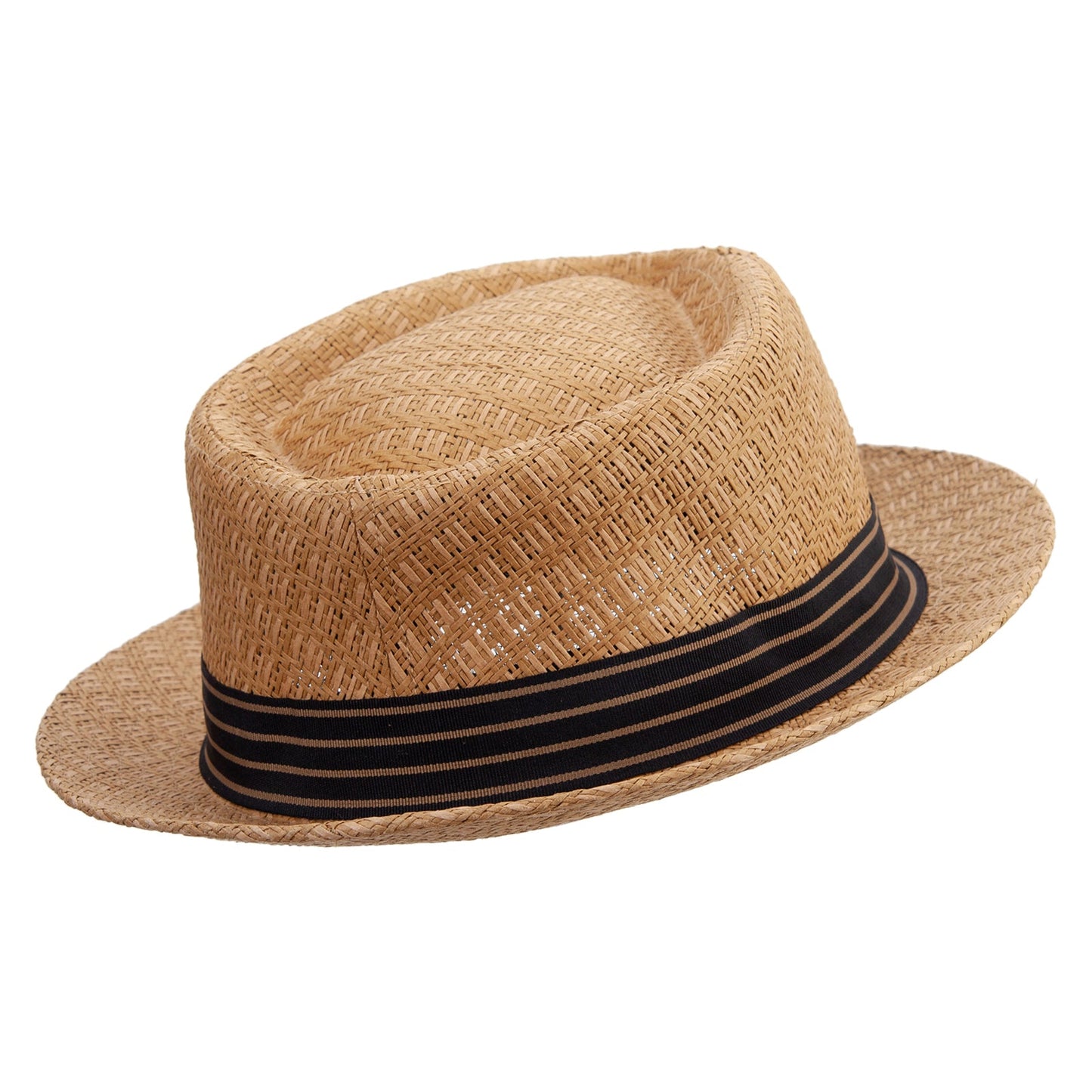 Woven Paper Straw Wide Brim Porkpie Upbrim Fedora