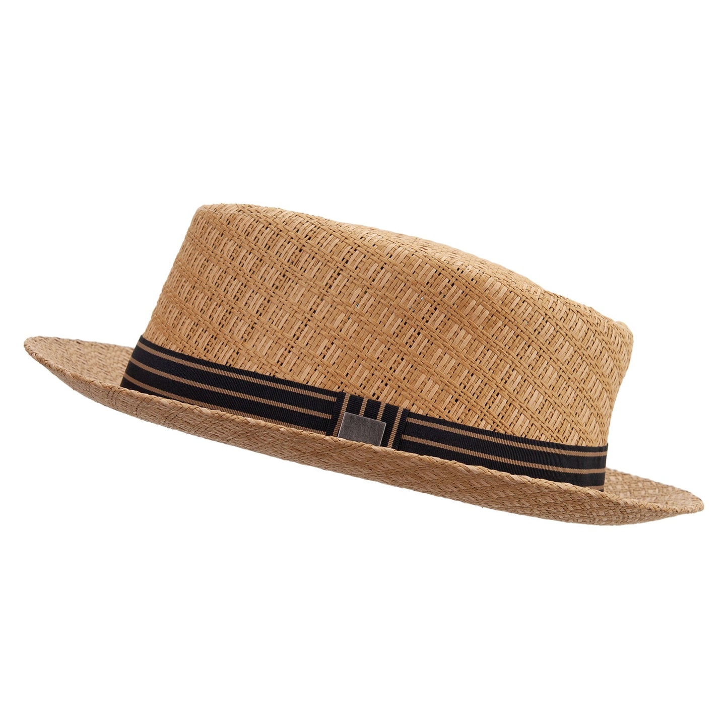 Woven Paper Straw Wide Brim Porkpie Upbrim Fedora