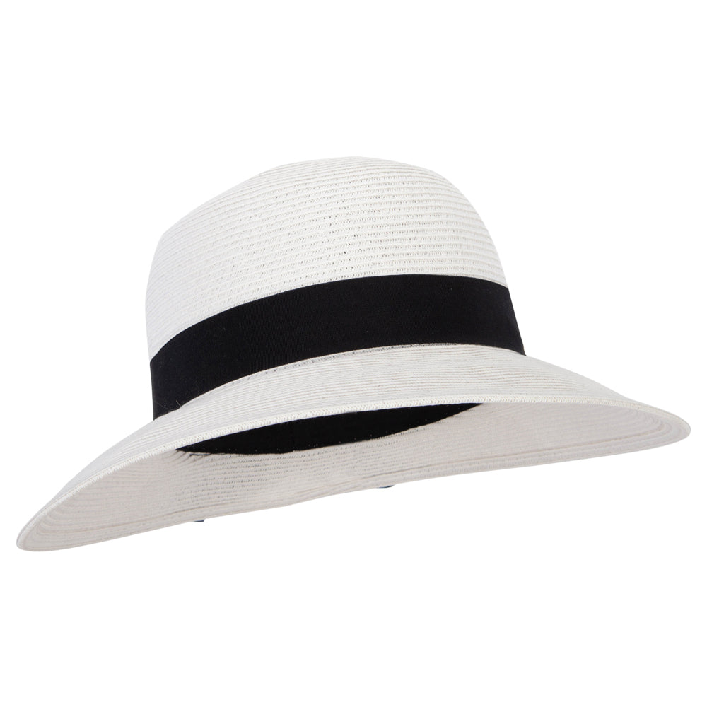 Women's Paper Braid Bow Accented Contrasting Sized Brim Sun Hat