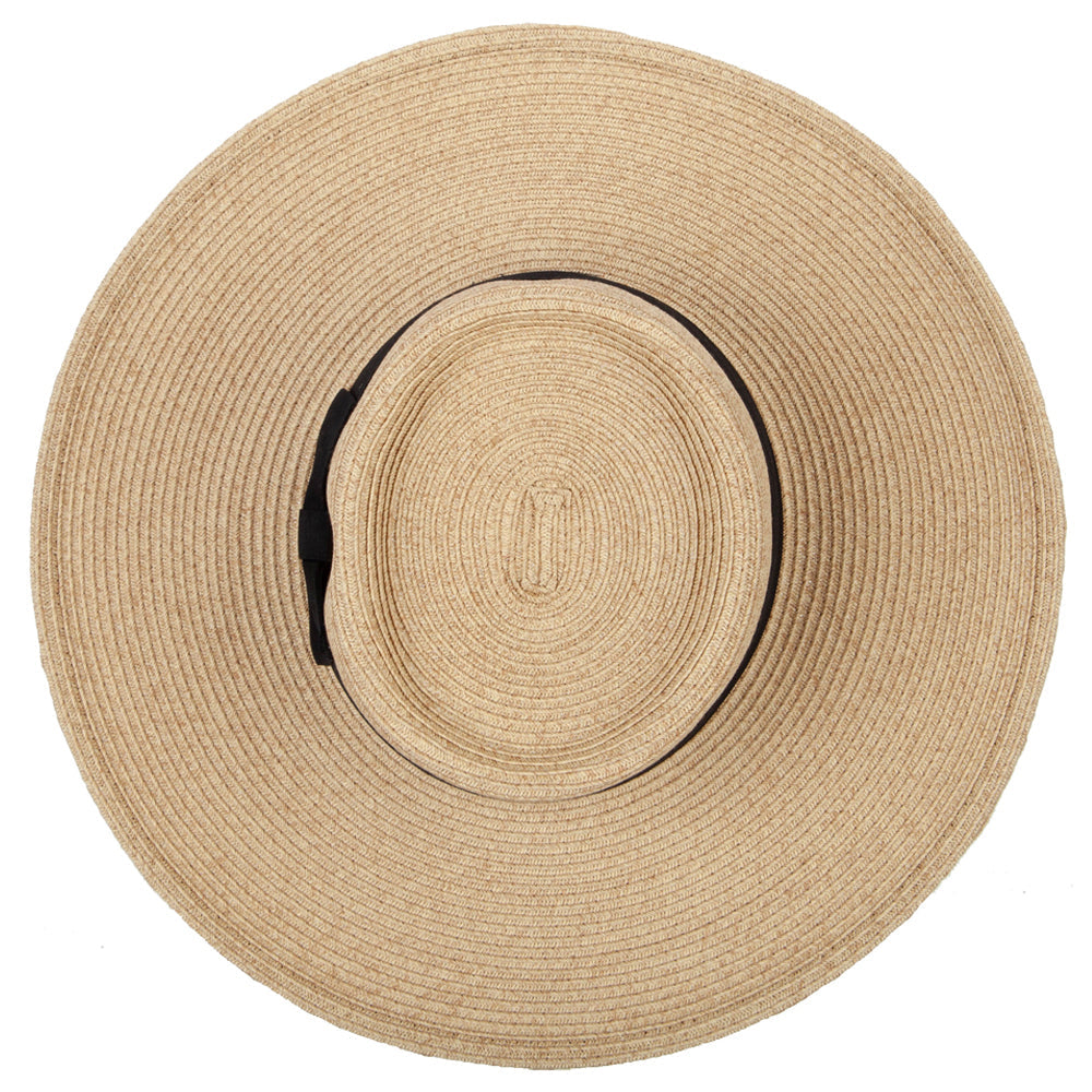 Women's Paper Braid Large Brim Gambler Style Dressy Sun Hat