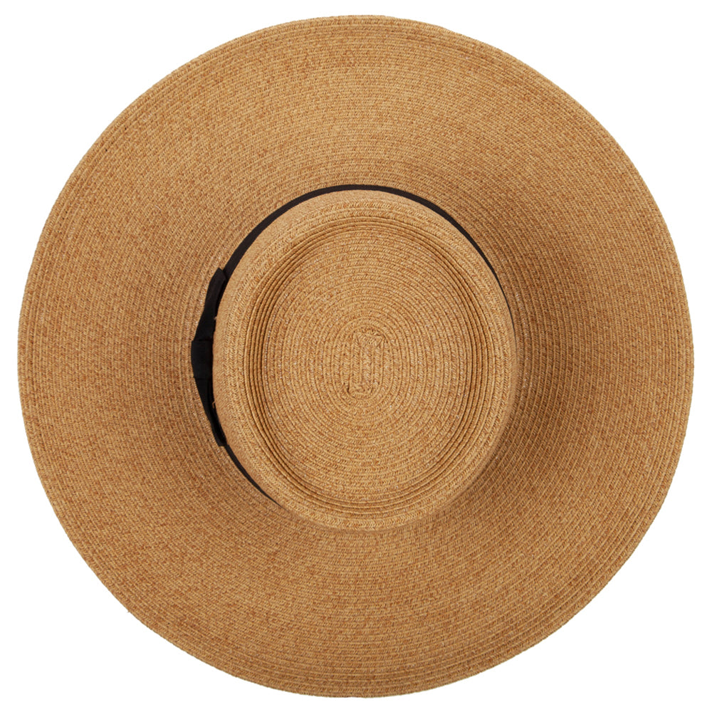 Women's Paper Braid Large Brim Gambler Style Dressy Sun Hat