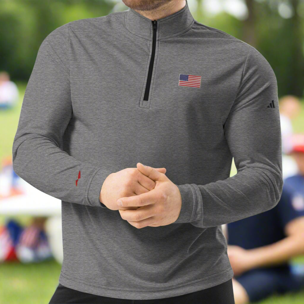 American Flag Premium Adidas Quarter-zip Pullover