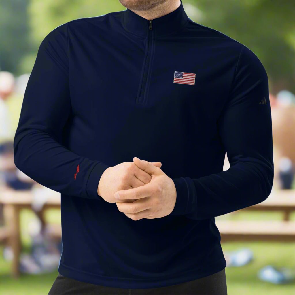 American Flag Premium Adidas Quarter-zip Pullover