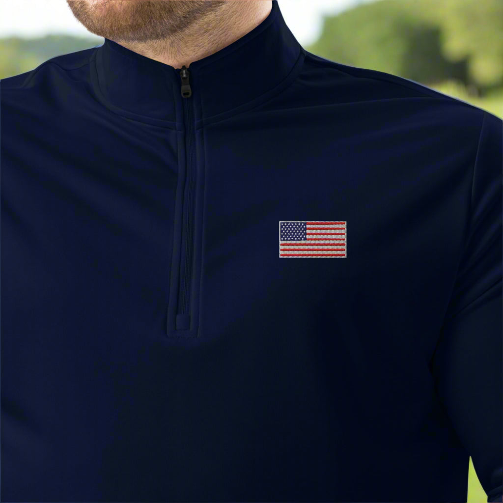 American Flag Premium Adidas Quarter-zip Pullover