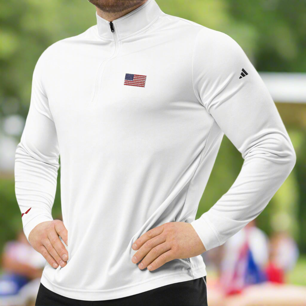American Flag Premium Adidas Quarter-zip Pullover