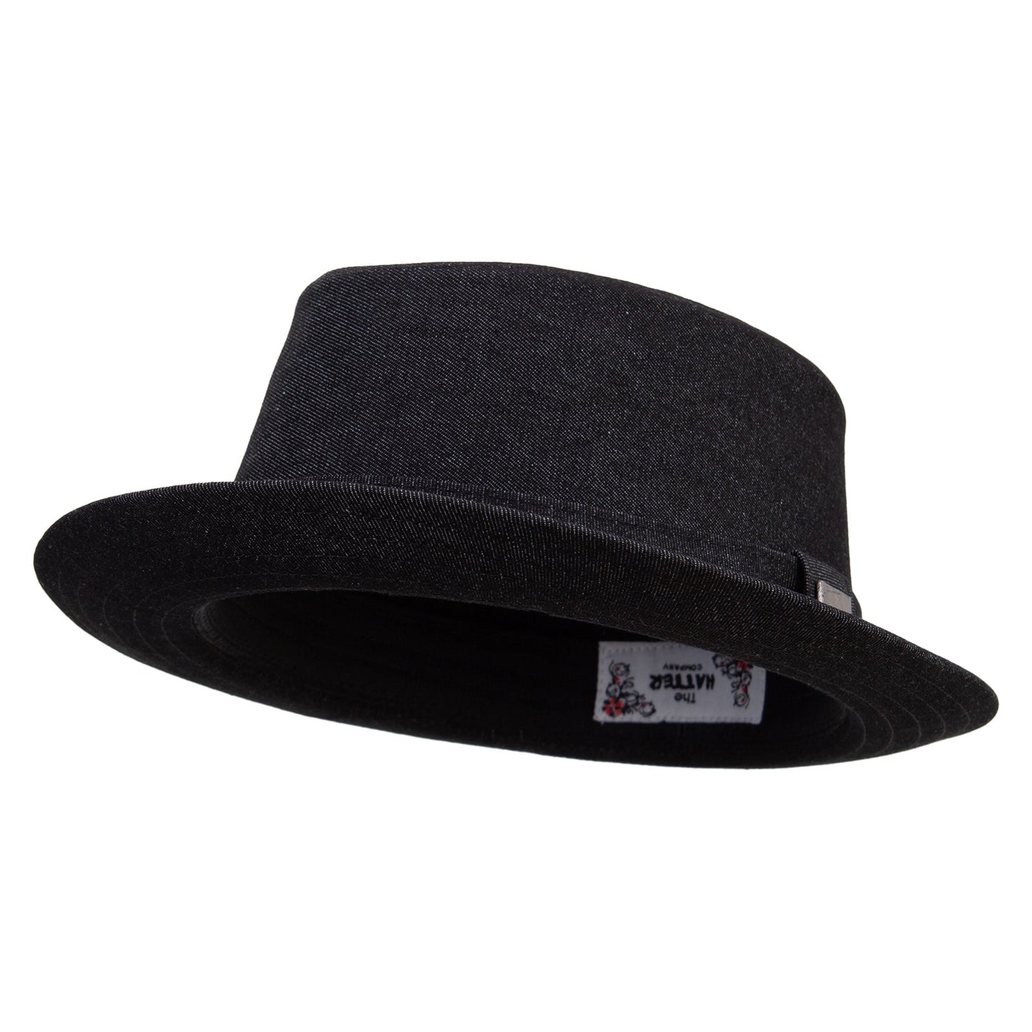 Wash Denim Wide Upbrim Porkpie Fedora
