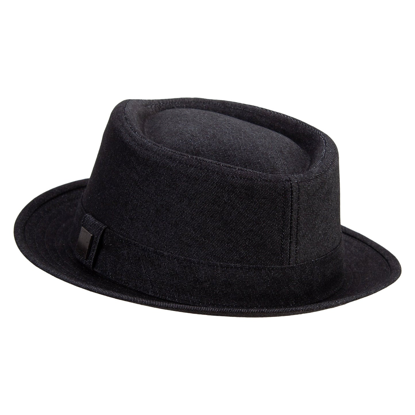 Wash Denim Wide Upbrim Porkpie Fedora