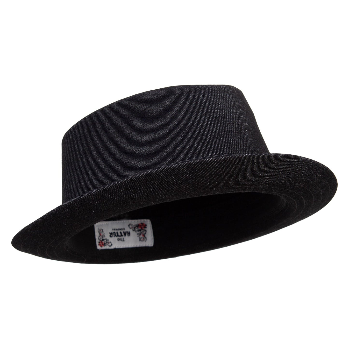 Wash Denim Wide Upbrim Porkpie Fedora