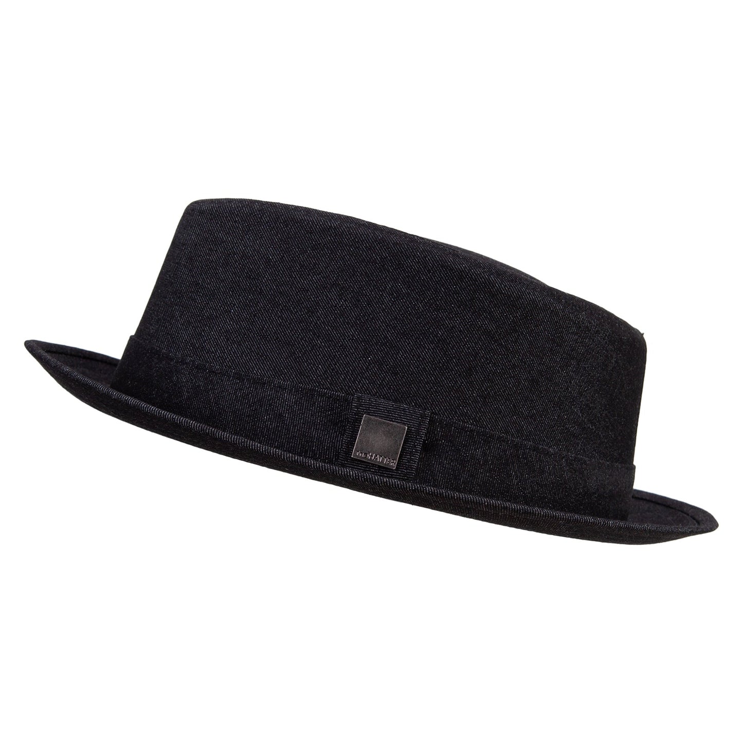 Wash Denim Wide Upbrim Porkpie Fedora