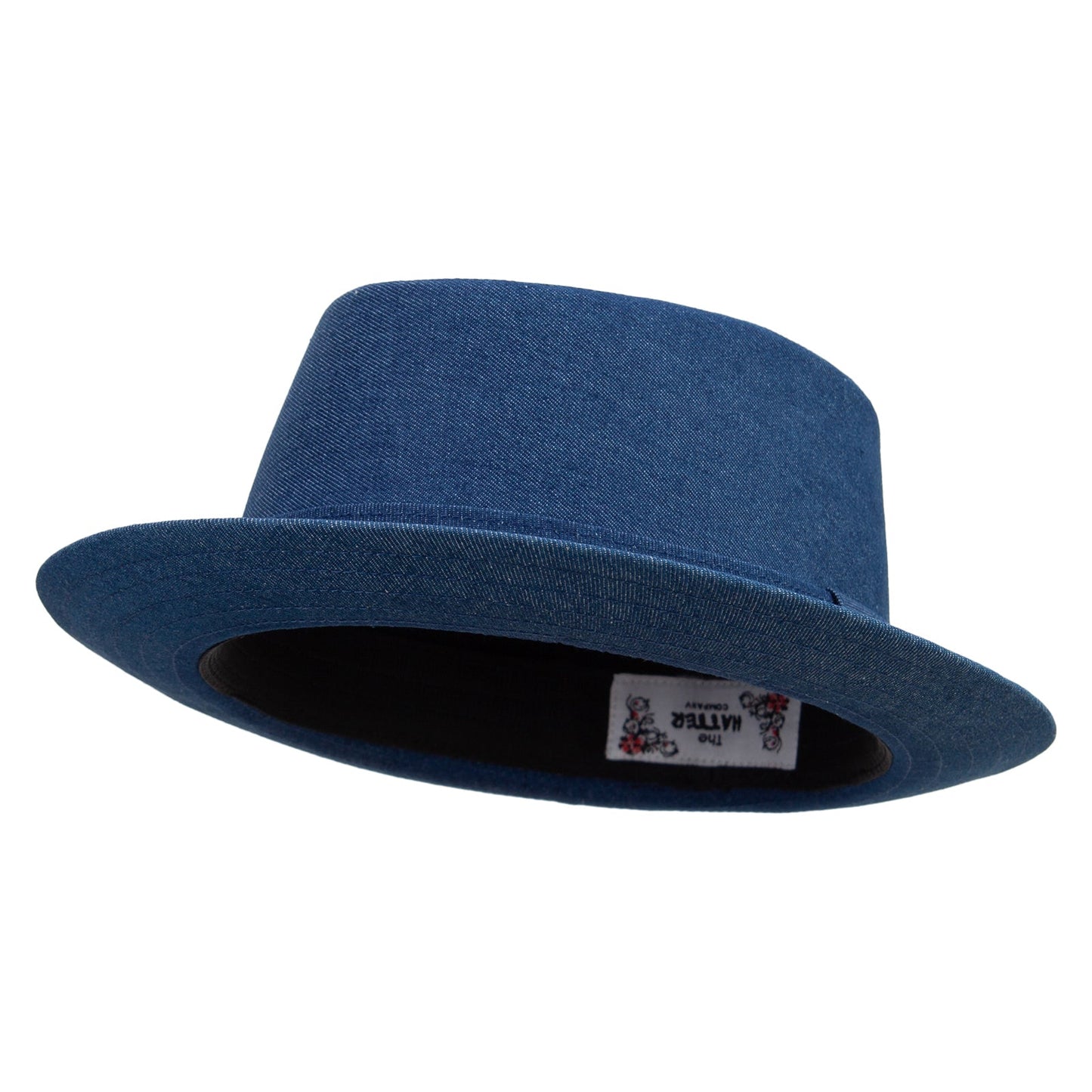Wash Denim Wide Upbrim Porkpie Fedora