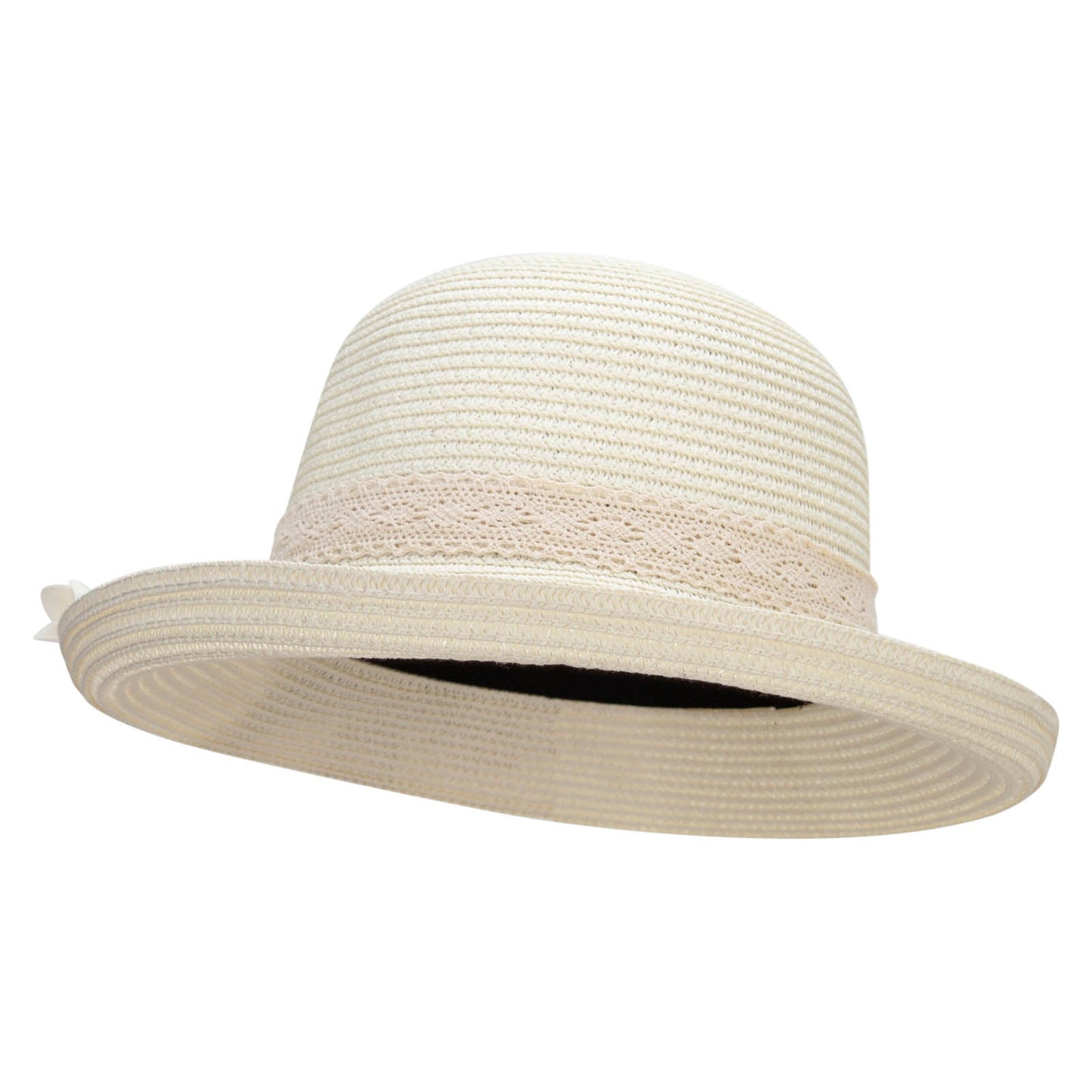 Women's Toyo Braid large sik flower accent Kettle Brim Hat