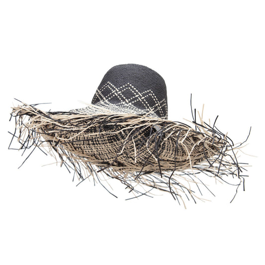 Women's Woven Paper Long Fringed Brim