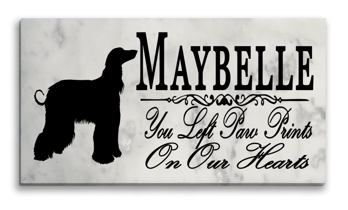 Afghan Memorial Marble Stone Plaque Personalized Pet Dog Garden Grave Marker