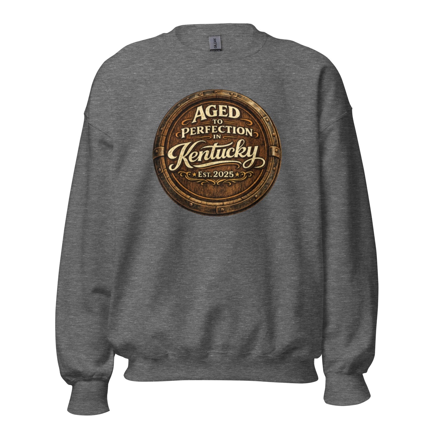 Aged to Perfection in Kentucky Sweatshirt | Barrel-End Emblem Design | Unisex Pullover