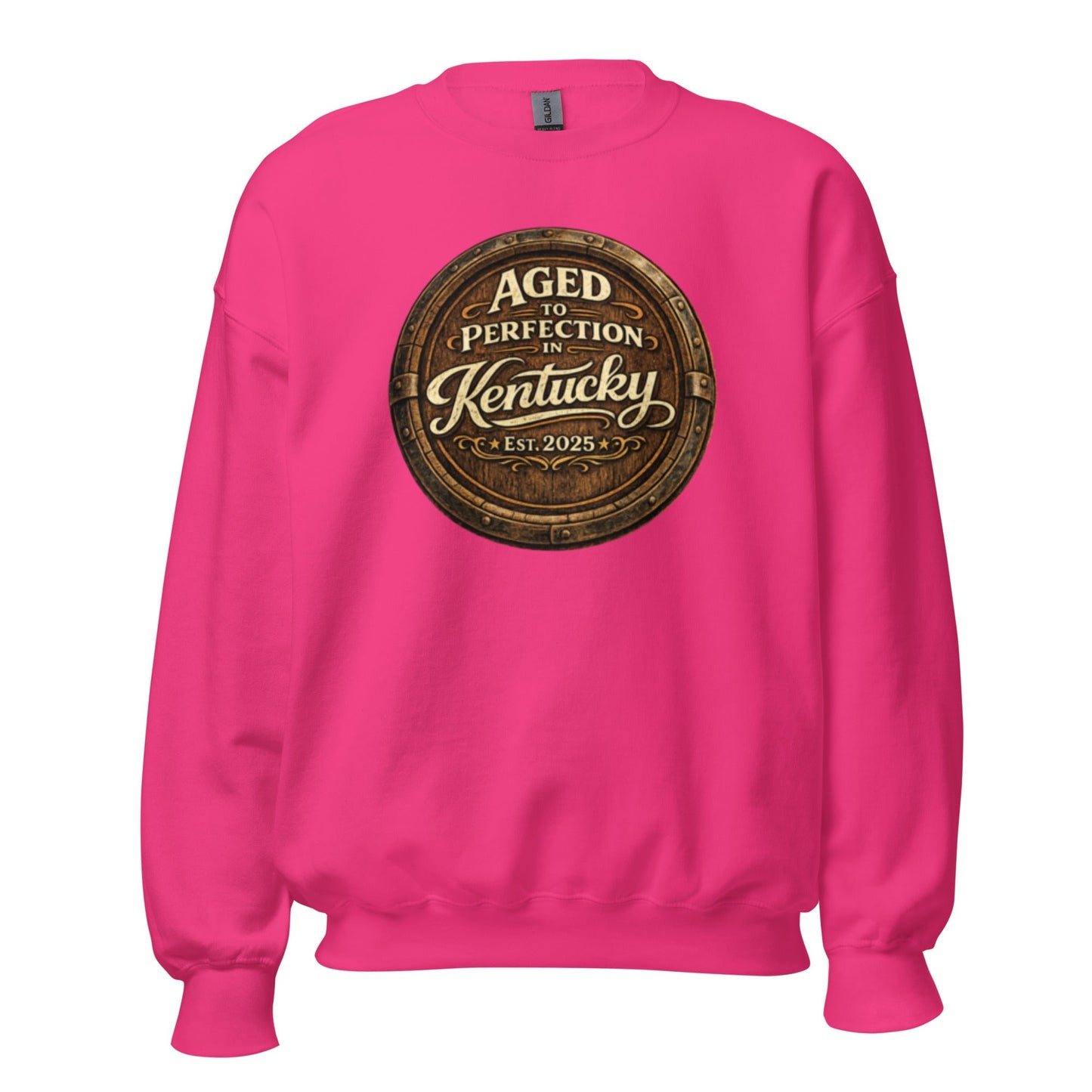 Aged to Perfection in Kentucky Sweatshirt | Barrel-End Emblem Design | Unisex Pullover