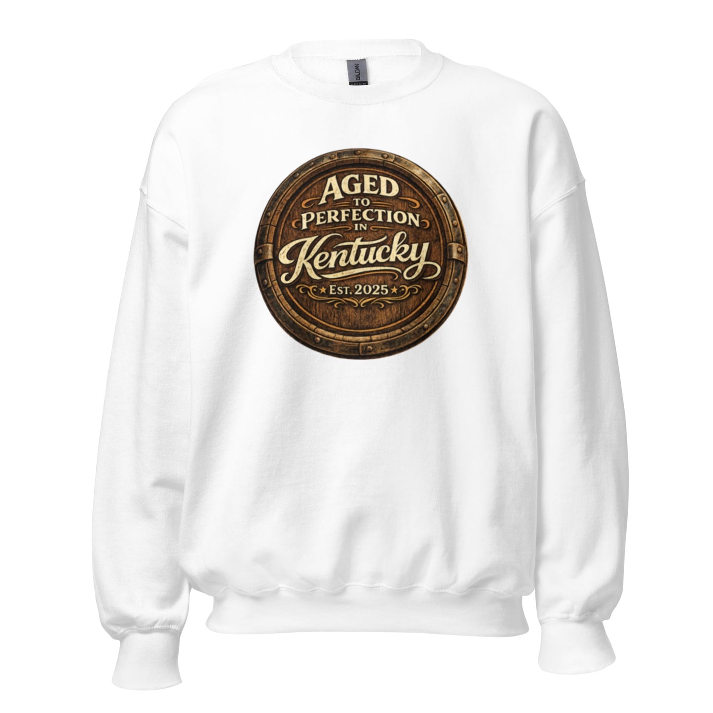 Aged to Perfection in Kentucky Sweatshirt | Barrel-End Emblem Design | Unisex Pullover